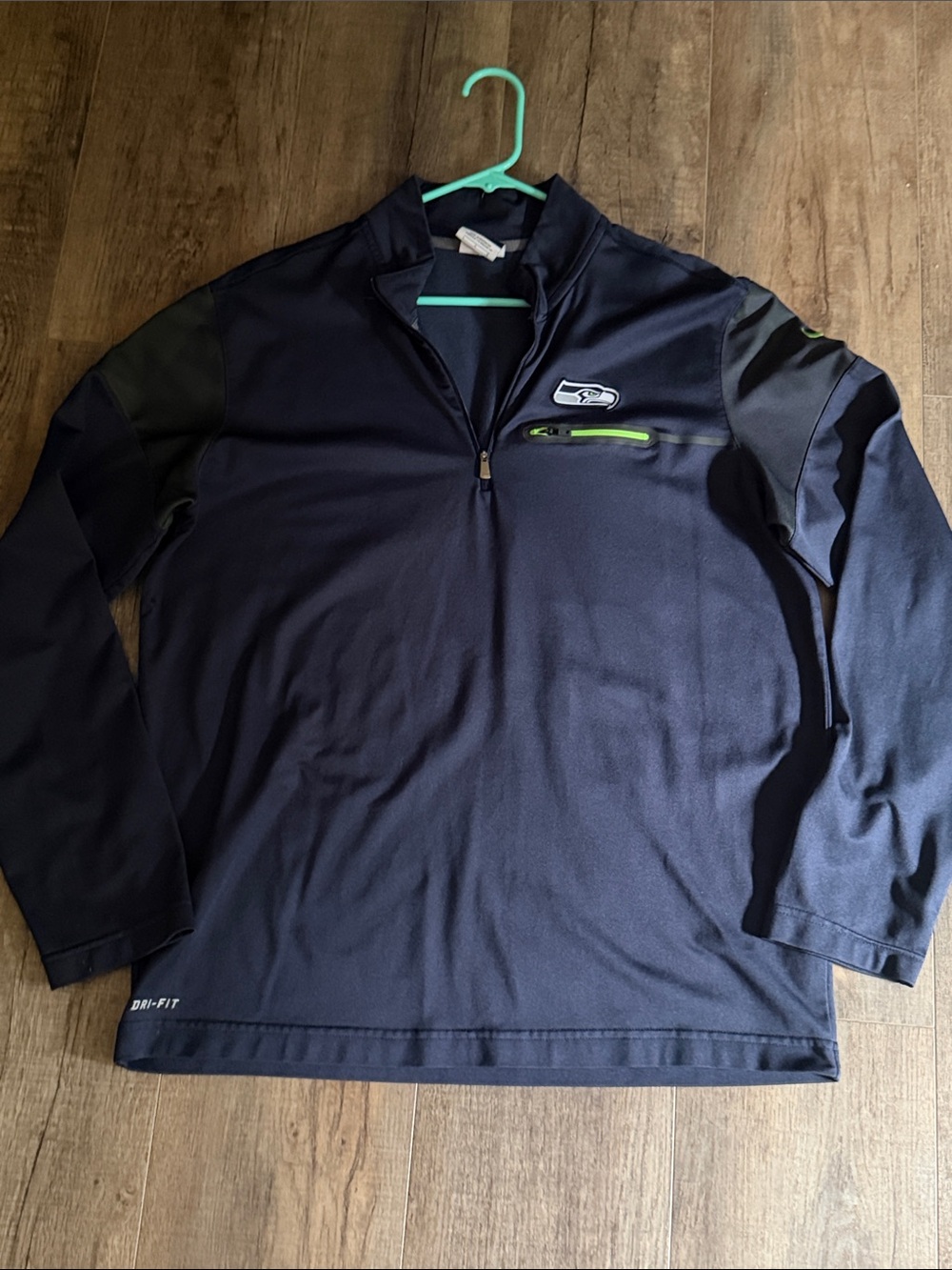Seattle Seahawks Navy Quarter-Zip Pullover Jacket